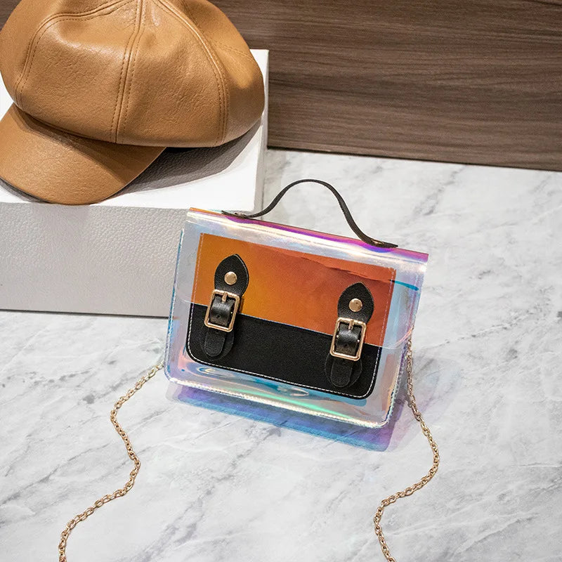 Double Buckle Sequined PVC Jelly Crossbody Shoulder Bag