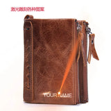 Men's Crazy Horse Leather Double Zipper Wallet
