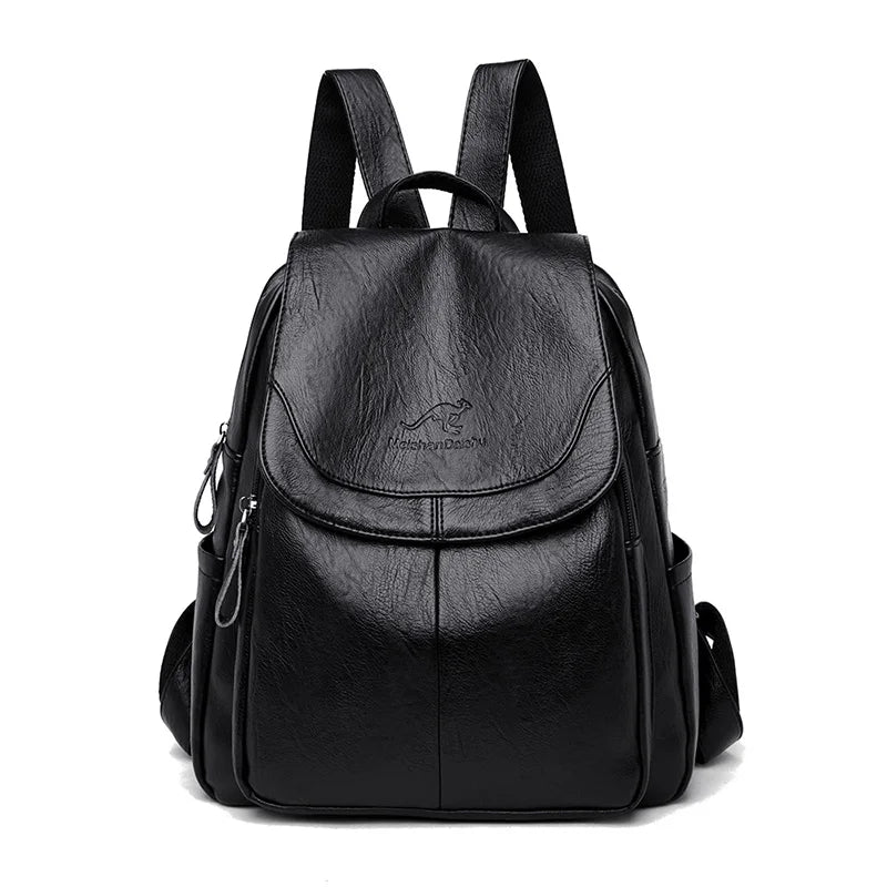 Women High Leather Travel Backpack for Girls