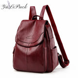 Women Leather Backpack High School Travel Bags Girls mochila feminina
