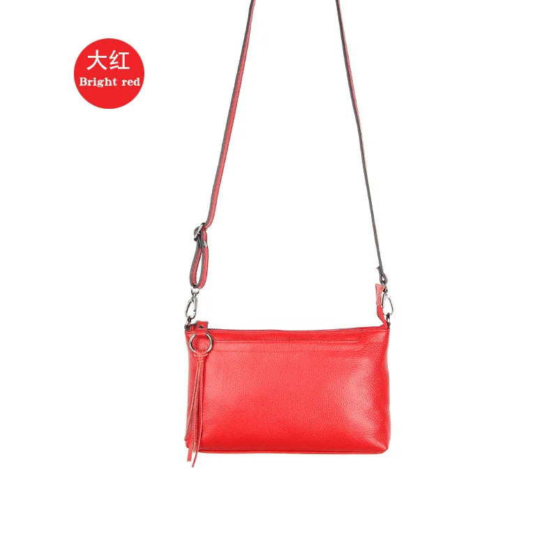 Genuine Leather Square Shoulder Bag with Lock for Women