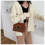 Leather Crossbody Bag with Special Lock and Wide Strap
