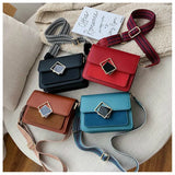 Leather Crossbody Bag with Wide Strap Lock Handbag