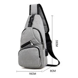 Men's Shoulder Bag Sling Chest Pack Canvas USB Charging Sports Crossbody Handbag