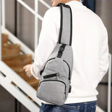 Men's Shoulder Bag Sling Chest Pack Canvas USB Charging Sports Crossbody Handbag