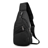 Men's Shoulder Bag Sling Chest Pack Canvas USB Charging Sports Crossbody Handbag