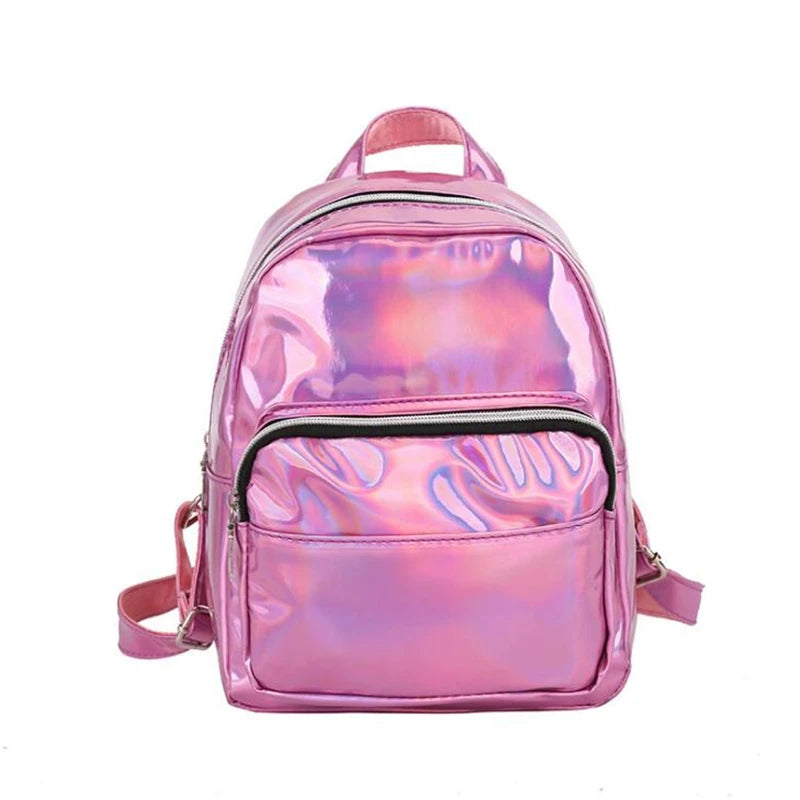 Pink Laser Backpack Mini Bag for Women
