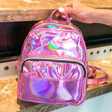 Pink Laser Backpack Mini Bag for Women