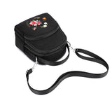 Floral Embroidery Backpack Small Nylon Handbag for Girls Women