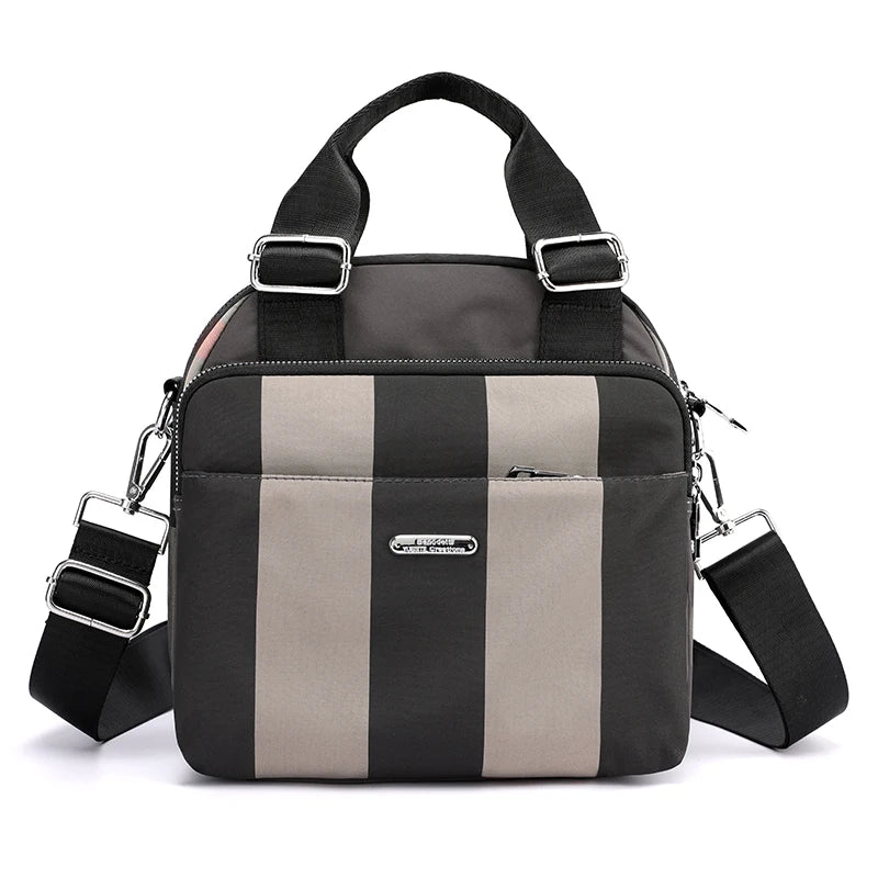Lady Crossbody Shoulder Bag Lightweight Nylon Waterproof Stripe