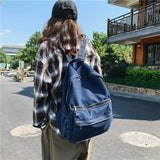 Denim Canvas Women Backpack High Capacity for Teenagers Girls