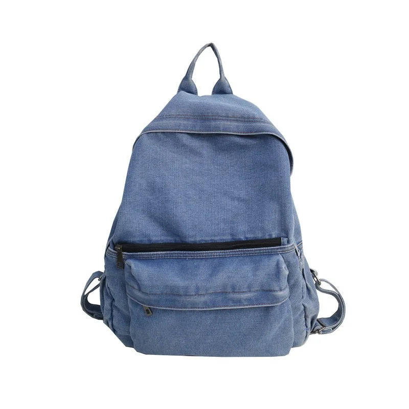 Denim Canvas Women Backpack High Capacity for Teenagers Girls