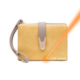 Women's Leather Wallet Engraved with Name Zipper Purse