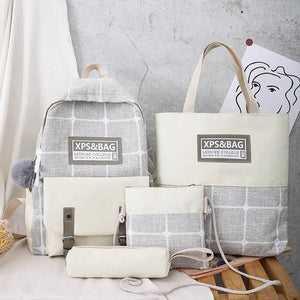 Canvas School Bag For Teen Girls High Student Women Book Bags