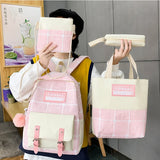 Canvas School Bag For Teen Girls High Student Women Book Bags