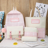 Canvas School Bag For Teen Girls High Student Women Book Bags