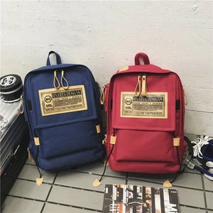 Large Capacity Canvas Travel Backpack Men's Women's College Student Schoolbag