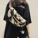 Japanese Harajuku Tooling Chest Bag Canvas Messenger Bag