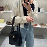 Soft Leather Bucket Handbag for Women Large Capacity Shoulder Bag