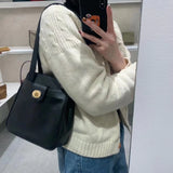 Soft Leather Bucket Handbag for Women Large Capacity Shoulder Bag