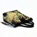 Canvas Phoenix Embroidered Women Handbag Shoulder Tote Crossbody Messenger Bag