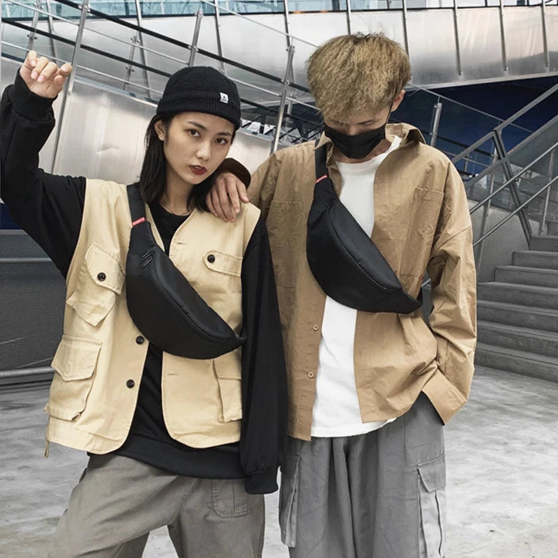 Canvas Waist Bag Unisex Chest Bag Casual Travel Fanny Pack Banana Pocket