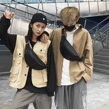 Canvas Waist Bag Unisex Chest Bag Casual Travel Fanny Pack Banana Pocket