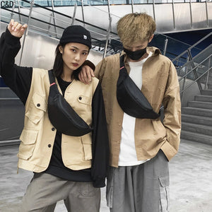 Canvas Waist Bag Unisex Chest Bag Casual Travel Fanny Pack Banana Pocket