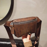 Crocodile Pattern Women's Belt Bag & Mini Messenger Chest Bag