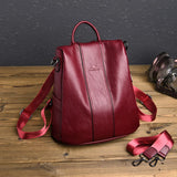 Casual Leather Backpack for School Teen Girls Large Capacity Travel Bag