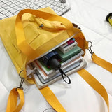 Canvas Double Front Pockets Ladies Shoulder Bag