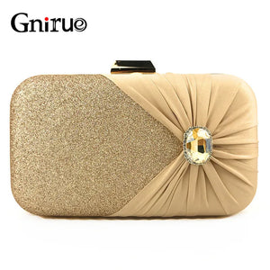 Golden Evening Clutch Bag Wallet Classic Wedding Handbag Bridal Chain Purse