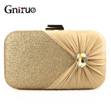 Golden Evening Clutch Bag Wallet Classic Wedding Handbag Bridal Chain Purse