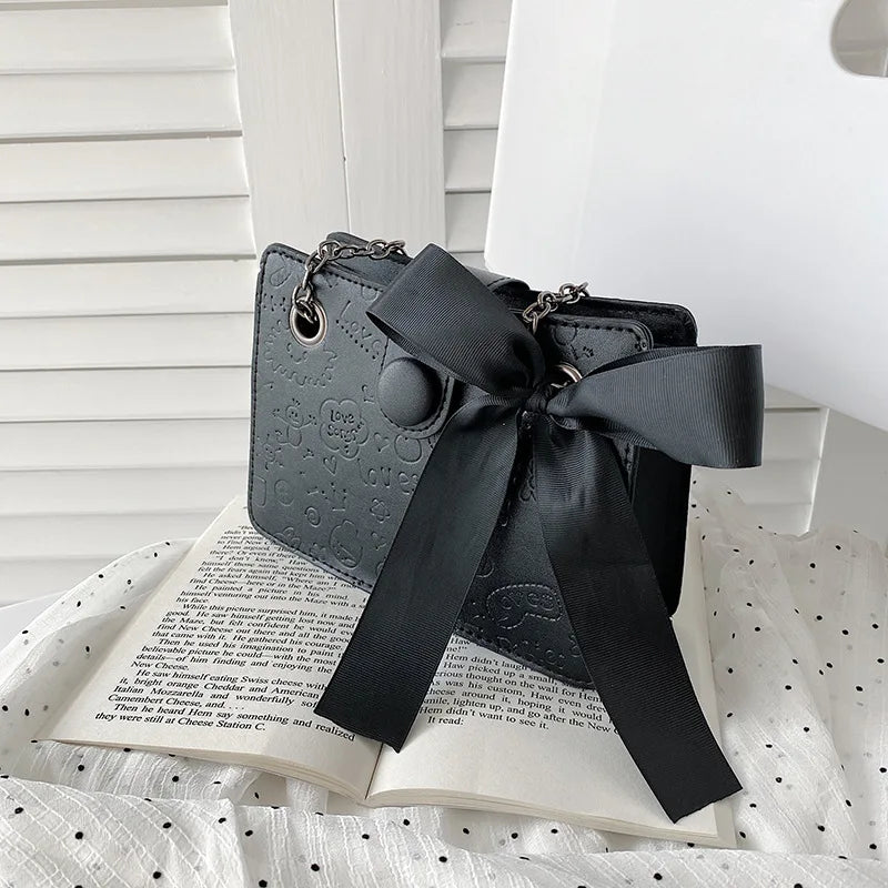 Silk Scarf Shoulder Bag PU Leather Women's Handbag