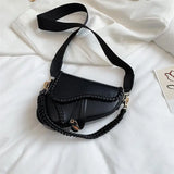 Saddle Women Bag PU Material Hasp Zipper One Shoulder Handle