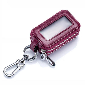Leather Key Holder Women Double Layers Car Key Case Organizer Wallet