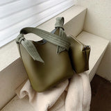 Vintage Women's Bucket Bag Wide Strap Crossbody Tote