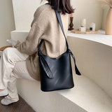 Vintage Women's Bucket Bag Wide Strap Crossbody Tote