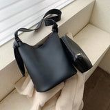 Vintage Women's Bucket Bag Wide Strap Crossbody Tote