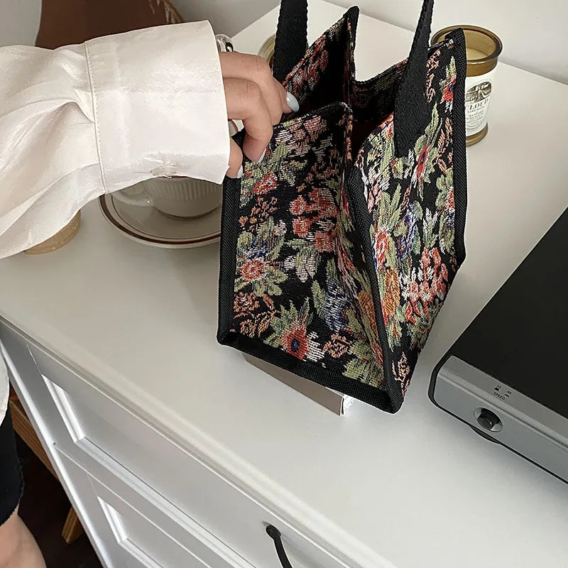 Waterproof Shoulder Bag Canvas Floral Mini Tote Female Crossbody Bags