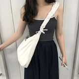 Female Canvas Drawstring Shoulder Bag for School