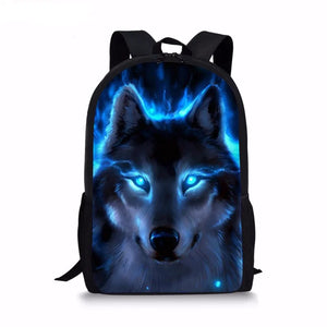 Wolf Print Schoolbags for Kids Bookbags Mochila Infantil Animal