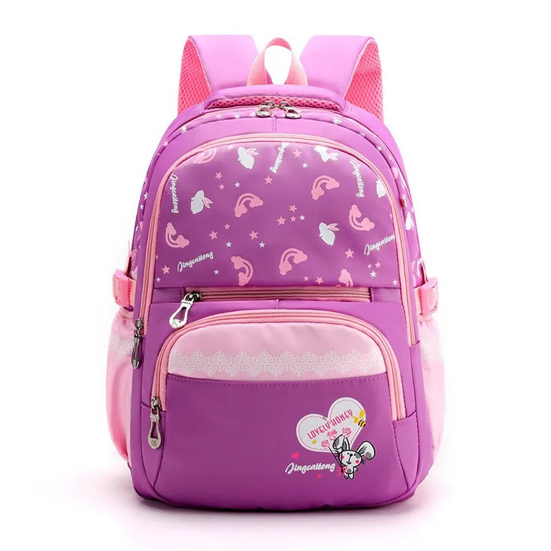 Girl Clouds Pattern School Backpack Waterproof Book Bag Girls Satchel