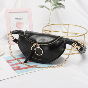 Korea Girl's Stain PU Leather Waist pack Fanny Pack