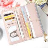 Women's Long Wallet with Multi-Card Slots and Zipper Pocket