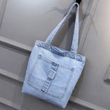 Canvas Denim Shoulder Bag Casual Handbag Street Zipper Shopping Bag
