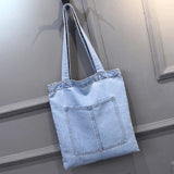 Canvas Denim Shoulder Bag Casual Handbag Street Zipper Shopping Bag