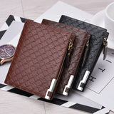 Men's Plaid Check Business Wallet with Zipper