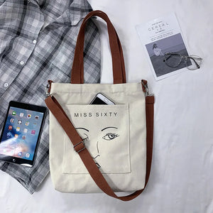 Canvas Japanese Messenger Bag Cartoon Women's Shoulder Bag