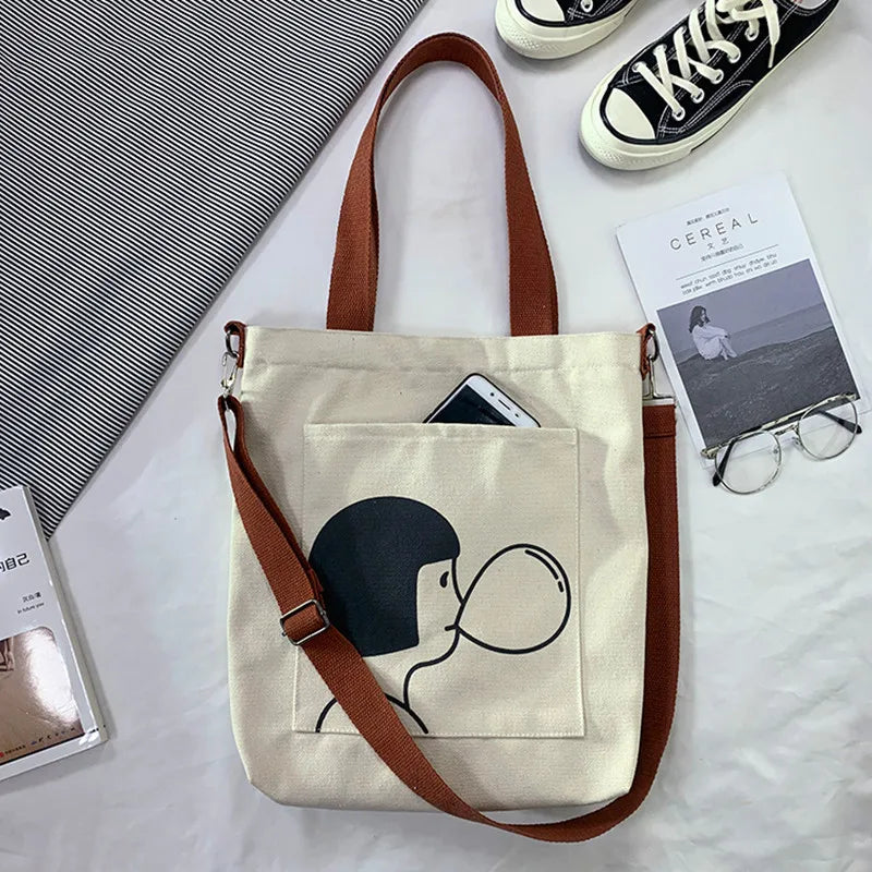 Canvas Japanese Messenger Bag Cartoon Women's Shoulder Bag